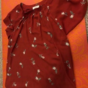 Dark red Floral blouse